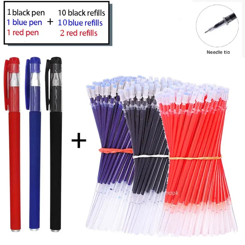 35 PCS Gel Pen Set School Supplies Black Blue Red Ink Color 0.5mm Ballpoint Pen Kawaii Pen Writing Tool School Office Stationery