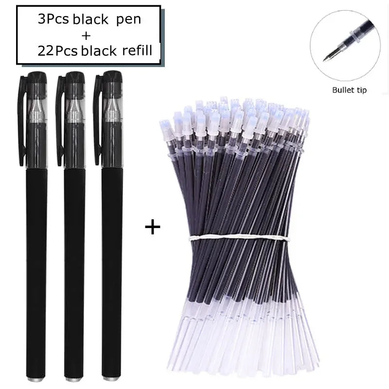35 PCS Gel Pen Set School Supplies Black Blue Red Ink Color 0.5mm Ballpoint Pen Kawaii Pen Writing Tool School Office Stationery