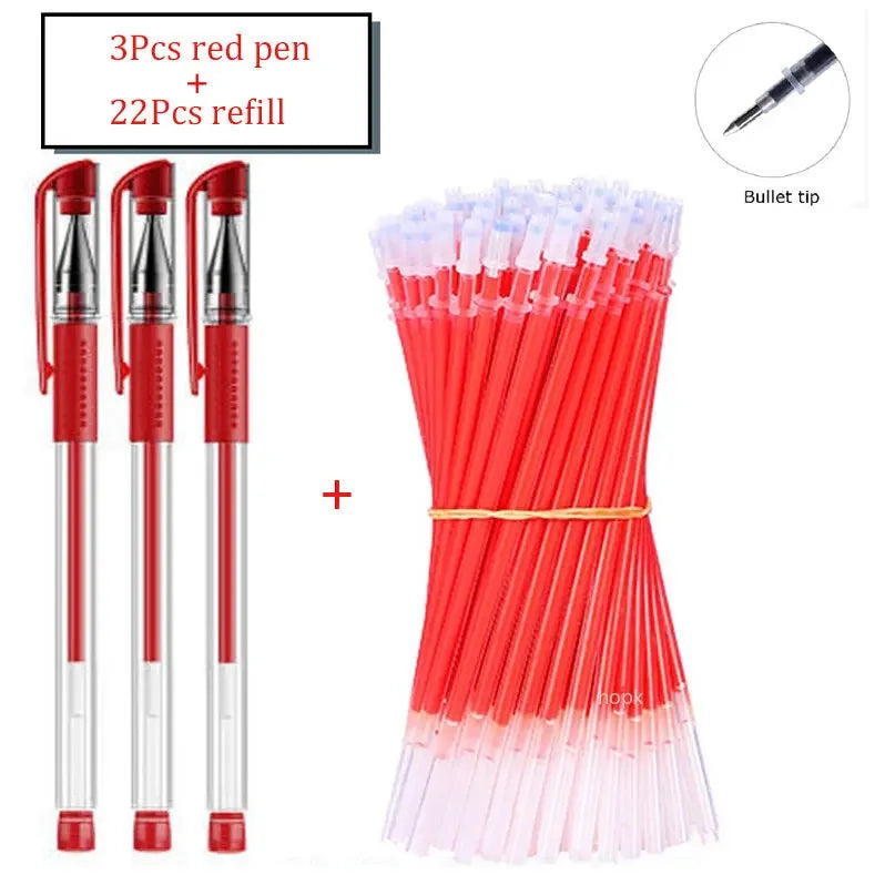 35 PCS Gel Pen Set School Supplies Black Blue Red Ink Color 0.5mm Ballpoint Pen Kawaii Pen Writing Tool School Office Stationery