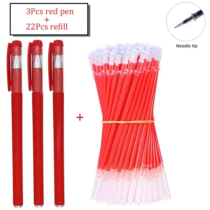 35 PCS Gel Pen Set School Supplies Black Blue Red Ink Color 0.5mm Ballpoint Pen Kawaii Pen Writing Tool School Office Stationery