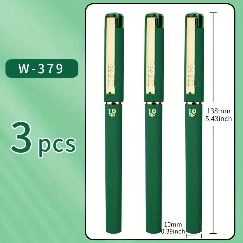 1pc/3pcs Green Ink Gel Pen, 1.0mm,for Writing, Large Capacity Refill, Office Supplies Back To Sochool Stationery