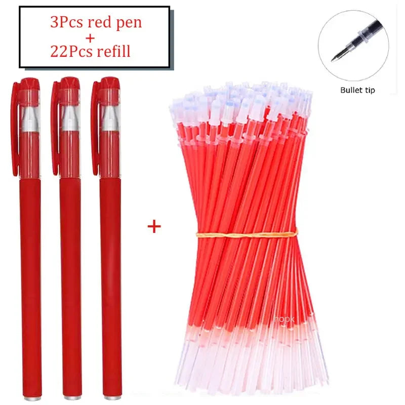 35 PCS Gel Pen Set School Supplies Black Blue Red Ink Color 0.5mm Ballpoint Pen Kawaii Pen Writing Tool School Office Stationery