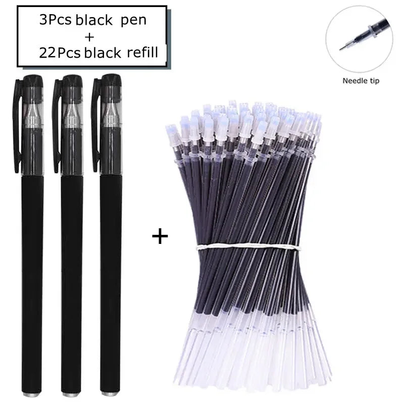 35 PCS Gel Pen Set School Supplies Black Blue Red Ink Color 0.5mm Ballpoint Pen Kawaii Pen Writing Tool School Office Stationery