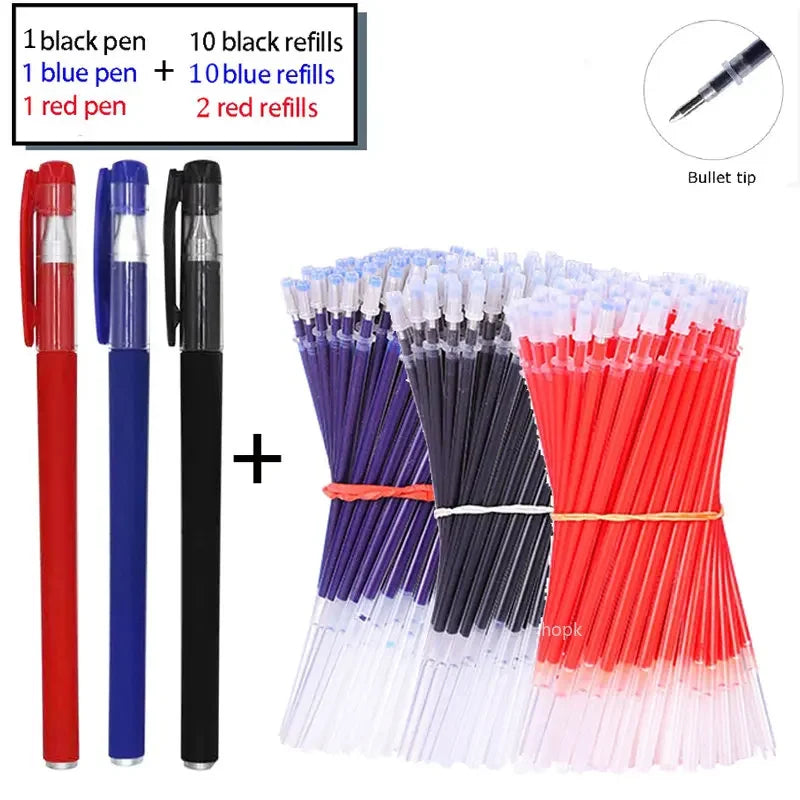 35 PCS Gel Pen Set School Supplies Black Blue Red Ink Color 0.5mm Ballpoint Pen Kawaii Pen Writing Tool School Office Stationery