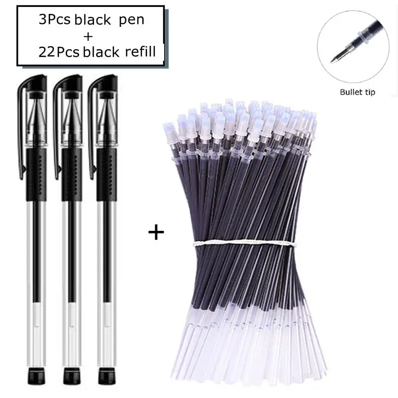 35 PCS Gel Pen Set School Supplies Black Blue Red Ink Color 0.5mm Ballpoint Pen Kawaii Pen Writing Tool School Office Stationery