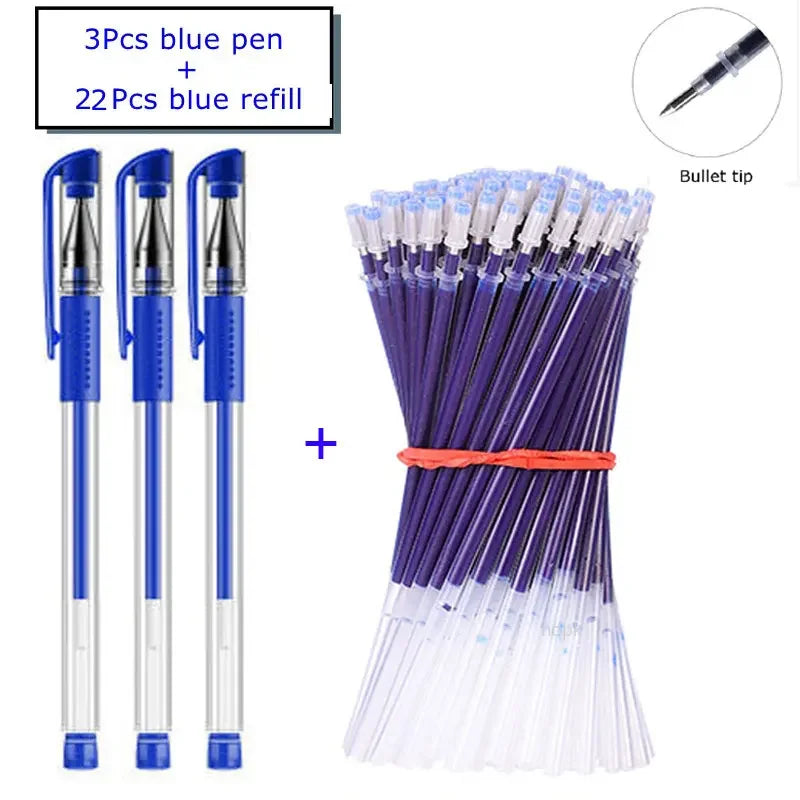 35 PCS Gel Pen Set School Supplies Black Blue Red Ink Color 0.5mm Ballpoint Pen Kawaii Pen Writing Tool School Office Stationery