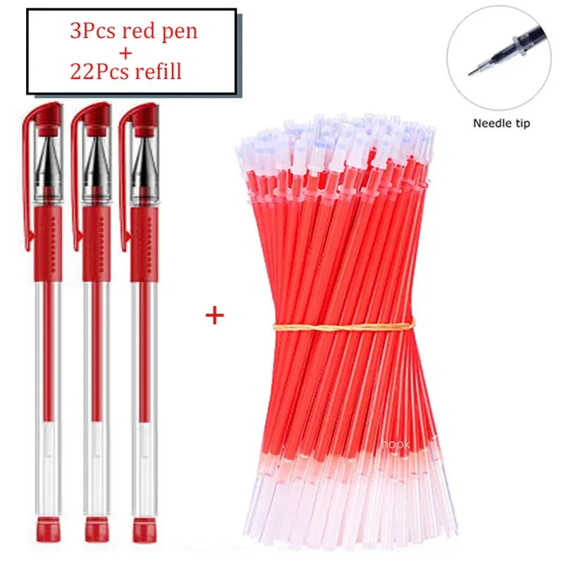 35 PCS Gel Pen Set School Supplies Black Blue Red Ink Color 0.5mm Ballpoint Pen Kawaii Pen Writing Tool School Office Stationery