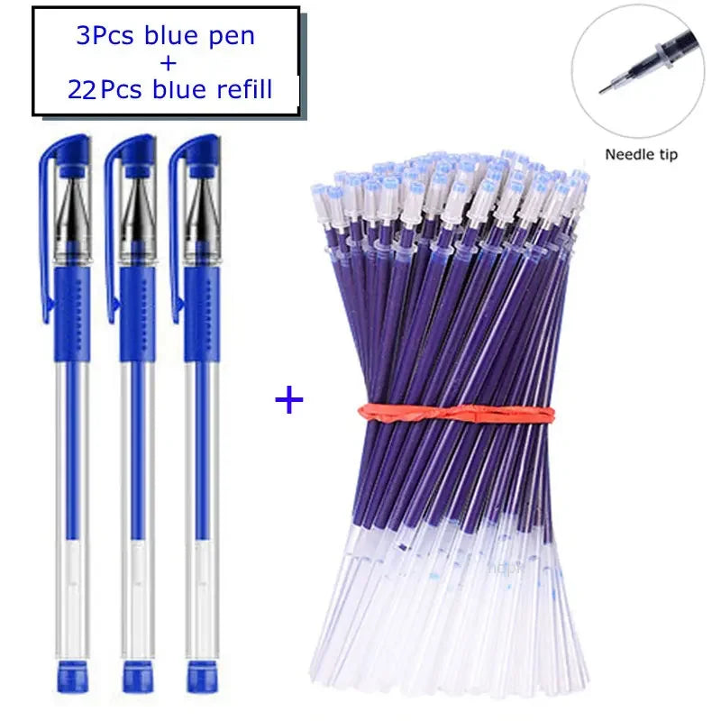 35 PCS Gel Pen Set School Supplies Black Blue Red Ink Color 0.5mm Ballpoint Pen Kawaii Pen Writing Tool School Office Stationery