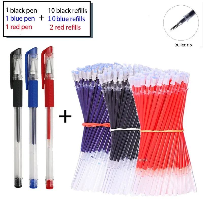 35 PCS Gel Pen Set School Supplies Black Blue Red Ink Color 0.5mm Ballpoint Pen Kawaii Pen Writing Tool School Office Stationery